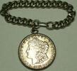 USA $1 Coin Morgan Silver Dollar Bracelet with Engraved Silver Bezel -