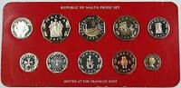 Weltmünzen Malta Proof Set 10 Gem Coins - Made by the Franklin Mint W/COA -