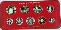 Weltmünzen Republic of Malta Proof Set, 9 Gem Coins, Made by the Franklin Mint W/ COA -