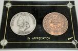 Exonumia Bronze Franklin Silver & Medals in Appreciation Phil Greenslet in Holder -