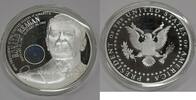 Exonumia Medal President Ronald Reagan Proof Silverplated W/Hologram in Capsule W/COA -