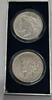 USA Pair of Peace Silver Dollars in Capsules and Box - Circulated -