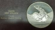 Exonumia Medal Franklin Mint Genius of Michelangelo PF .925 Silver -David and Goliath -