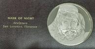Exonumia Medal Franklin Mint Genius of Michelangelo PF .925 Silver - Mask of Night -