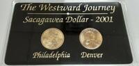 USA & D Sacagawea BU Dollars Westward Journey Commemoratives in Holder -