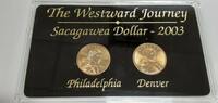 USA & D Sacagawea BU Dollars Westward Journey Commemoratives in Holder -