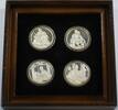 Exonumia Sterling The Four Seasons by Norman Rockwell Silver Medal Set in Wooden Frame -