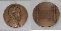 Exonumia Bronze Lincoln HR 2 3/4 Dia. Medal by MACo w/Rare Orig Advertisement (18) -