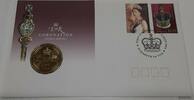 Weltmünzen Australia Queens Coronation Commemorative 50C UNC Coin w/Stamps in FDC -