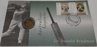 Weltmünzen Australia Sir Donald Bradman Commemorative $5 UNC Coin w/Stamps in FDC -