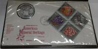 Exonumia Medal Commemorative Silver Proof -American Mineral Heritage-FDC W/Stamps -