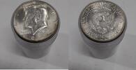 USA Half Dollar 1968-D BU Kennedy Roll 40% Silver - 20 Coins in Tubes/OBW -