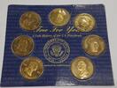 Exonumia Readers Digest 7 U.S. Presidents Brass Medals History Set on Card -