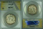 USA Half Dollar Walking Liberty Silver 50c ANACS MS-64 Toned (B) -