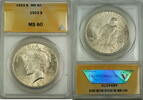 USA $1 Coin Silver Peace Dollar ANACS MS-60 -