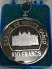 Exonumia 100 Franc Monte Carlo Casino Sterling Silver Proof Medal in Bezel w/Chain -