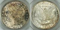 USA Morgan Dollar Silver Coin, ANACS MS-62 INFREQ REEDED TOP 100, Toned, JT -