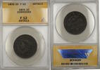 USA Large Cent Coronet Head 1c Coin ANACS F-12 Details Corroded -