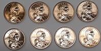 USA Dollar Mini-Roll of 8 BU Sacagawea Coins $1 2000-2007 in Littleton Coin Tube -