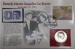 USA Half Dollar Kennedy Collection w/Stamps on Info Card/1953 JFK Marries Jackie -