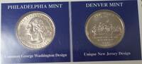 USA Quarter New Jersey 1999 P&D for Anniversery of Statehood Bonus Stamp -