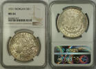USA $1 Coin Morgan Silver Dollar NGC MS-64 Lightly Toned (15c) -