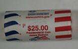 USA Dollar 2007-P James Madison Presidential Roll BU 25 Coins Total in OBW -
