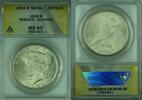 USA $1 Coin Peace Silver Dollar ANACS MS-60 Details Residue-Cleaned -