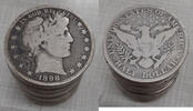 USA Half Dollar 1898 Barber  50c Roll 20 Circulated 90% Old Silver Coins... 368.58 £  +  18.62 £ shipping