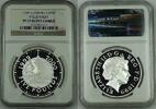 Weltmünzen 5 Pound Great Britain Silver Proof Coin, NGC PF-67 UC, UK Millennium -