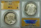 USA Peace Dollar Silver Coin $1 ANACS MS-61 Lightly Toned -
