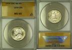 USA Quarter Washington Silver 25c Coin ANACS MS-65 GEM BU -