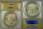USA $1 Coin Silver Peace Dollar ANACS MS-63 Lightly Toned -