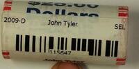 USA $1 Coin 2009-D John Tyler Presidential Dollar Roll BU 25 $1 Coins Bank Wrapped OBW -