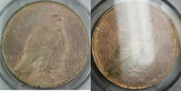 USA Dollar Peace Silver Coin, PCGS MS-62 *Pink Reverse Toned* -
