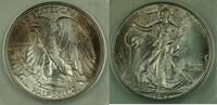 USA Half Dollar Walking Liberty Silver ANACS MS-64 Lightly Toned -