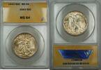 USA Half Dollar Walking Liberty Silver 50c Coin ANACS MS-64 GK -