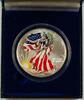 USA Dollar Colorized American Eagle Silver In Presentation case with COA -