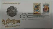 Exonumia Sterling Fleetwood Commem Issue Silver Medal Xmas 1973 W/Stamps on FDC -