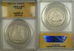 USA Half Dollar 1856-O Seated Liberty Silver 50c Coin ANACS G-4 Details Cleaned -
