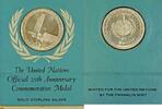 Exonumia Sterling Franklin Mint United Nations 25th Ann Silver Medal Unusual Holder -