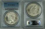 USA Peace Dollar Silver $1, PCGS MS-62, (Better, Very Choice Coin) -