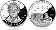 USA Dollar 2009-P US Mint Louis Braille Silver Commemorative Proof In Box w/ COA -