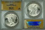 USA Dollar Peace Silver Coin $1 ANACS MS-60 Details Planchet Defect (Better) -