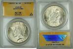 USA Dollar Peace Silver Coin $1 ANACS AU-58 Details Scratched -
