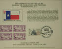 Briefmarken BEP B 60 Souvenir Card Texanex 3ï¾¢ Texas Centennial stamp Visitors Center -