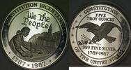 Exonumia 1787-1987 US Constitution Bicentennial 90 Fine Silver Proof Round 5 Troy Ounces -