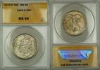 USA Half Dollar 1943-D Walking Liberty Silver 50c Coin ANACS MS-66 Toned GEM -
