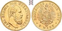 REICHSGOLDMÜNZEN 5 Mark 1877 F WÜRTTEMBERG Karl, 1864-1891. EF