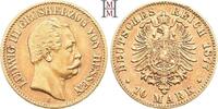 REICHSGOLDMÜNZEN 10 Mark 1877 H HESSEN Ludwig III., 1848-1877. Feine Goldtönung, fast vorzüglich